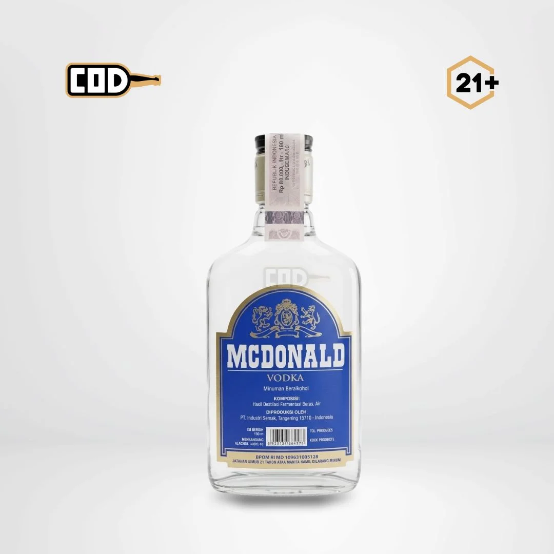 Mc Donald Vodka Mini 180ml Original Sealed Bottle - City of Drinks Mc Donald Vodka Mini 180ml - Minuman Vodka Original Resmi | City of Drinks